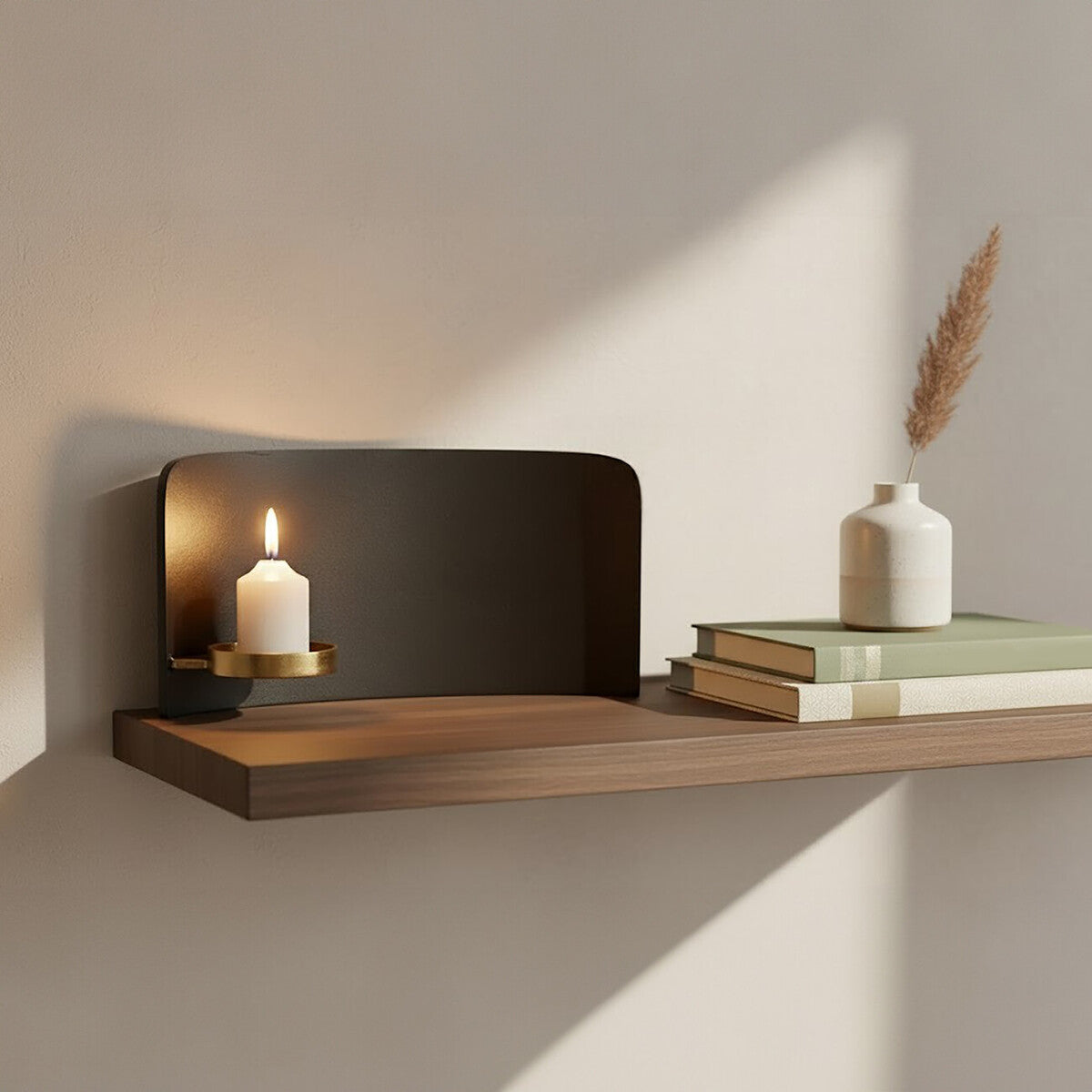 Black and Gold Finish Aluminium Candle Holder | Daito