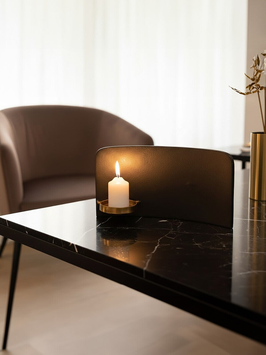 Black and Gold Finish Aluminium Candle Holder | Daito