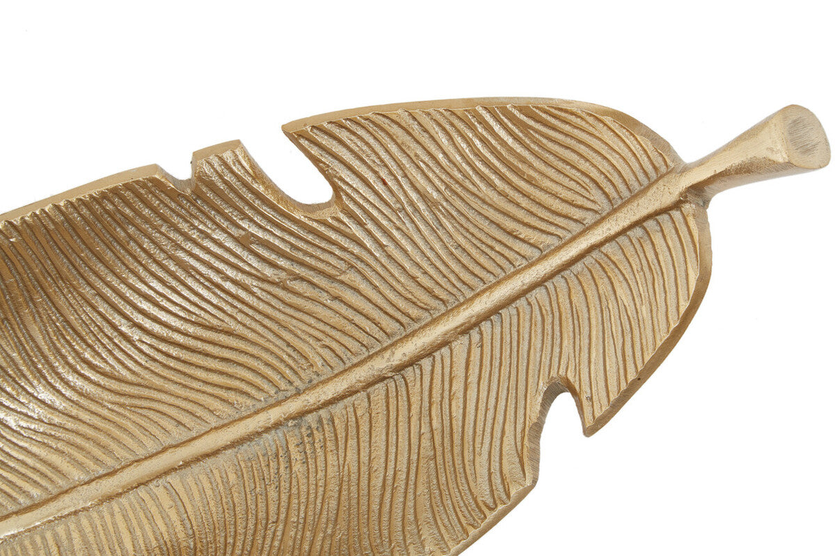 Prato Gold Finish Curved Leaf Dish