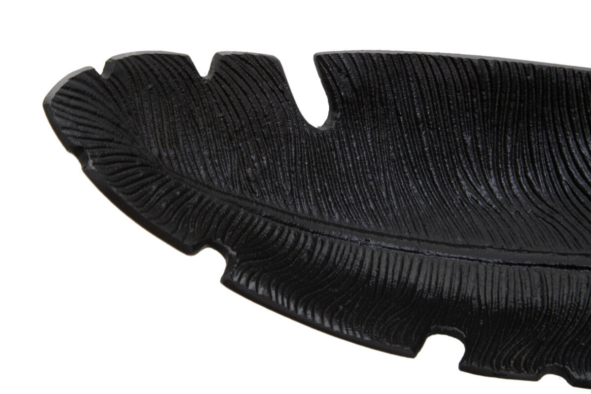 Prato Black Finish Curved Leaf Dish