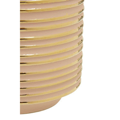 Haldis Blush Pink and Gold Large Ceramic Planter