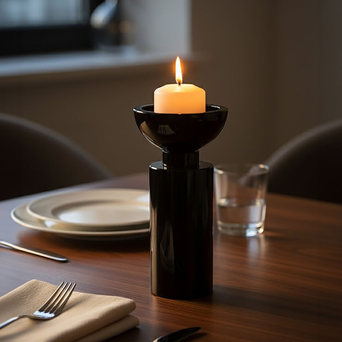 Carrie Small Black Crystal Candle Holder