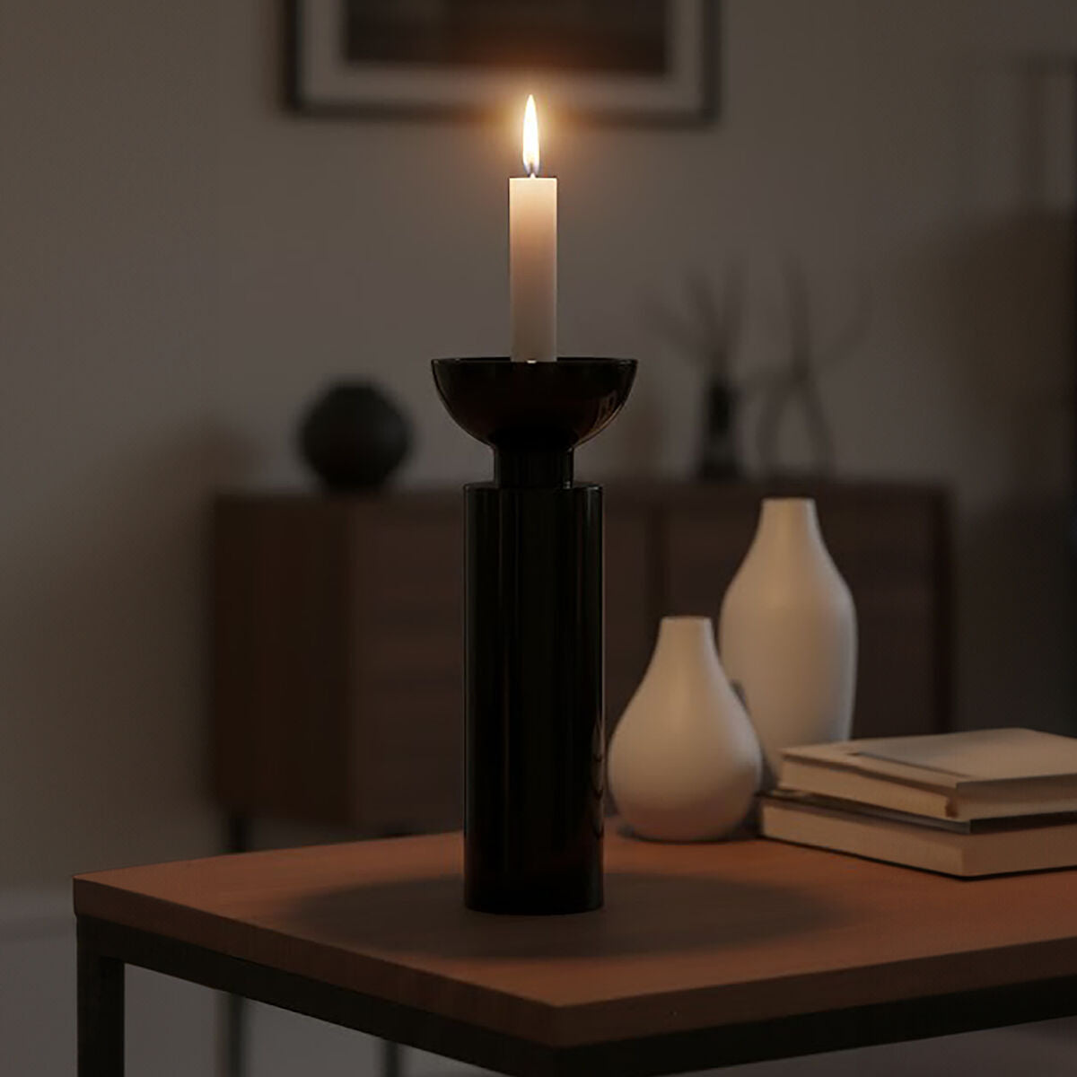 Large Black Crystal Candle Holder | Carrie
