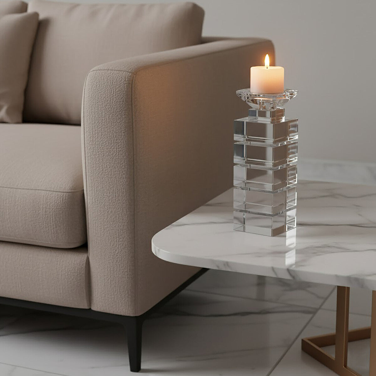 Clear Finish Small Candle Holder | Carrie