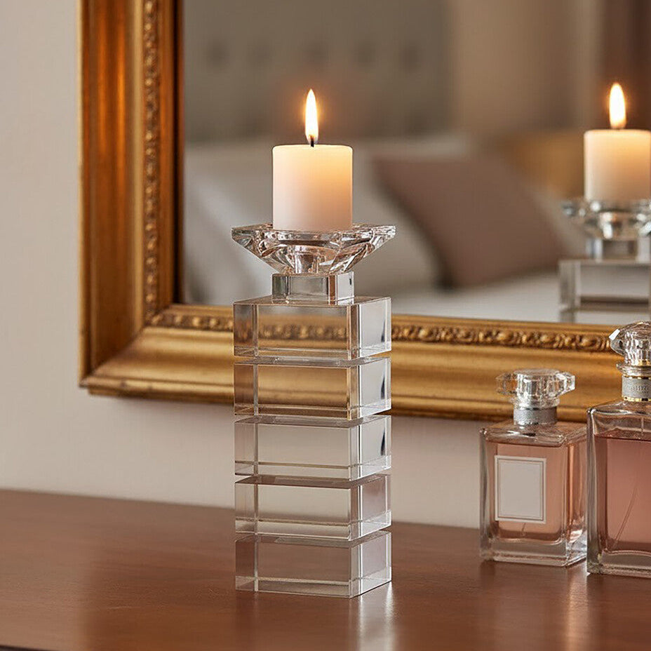Carrie Clear Finish Small Candle Holder