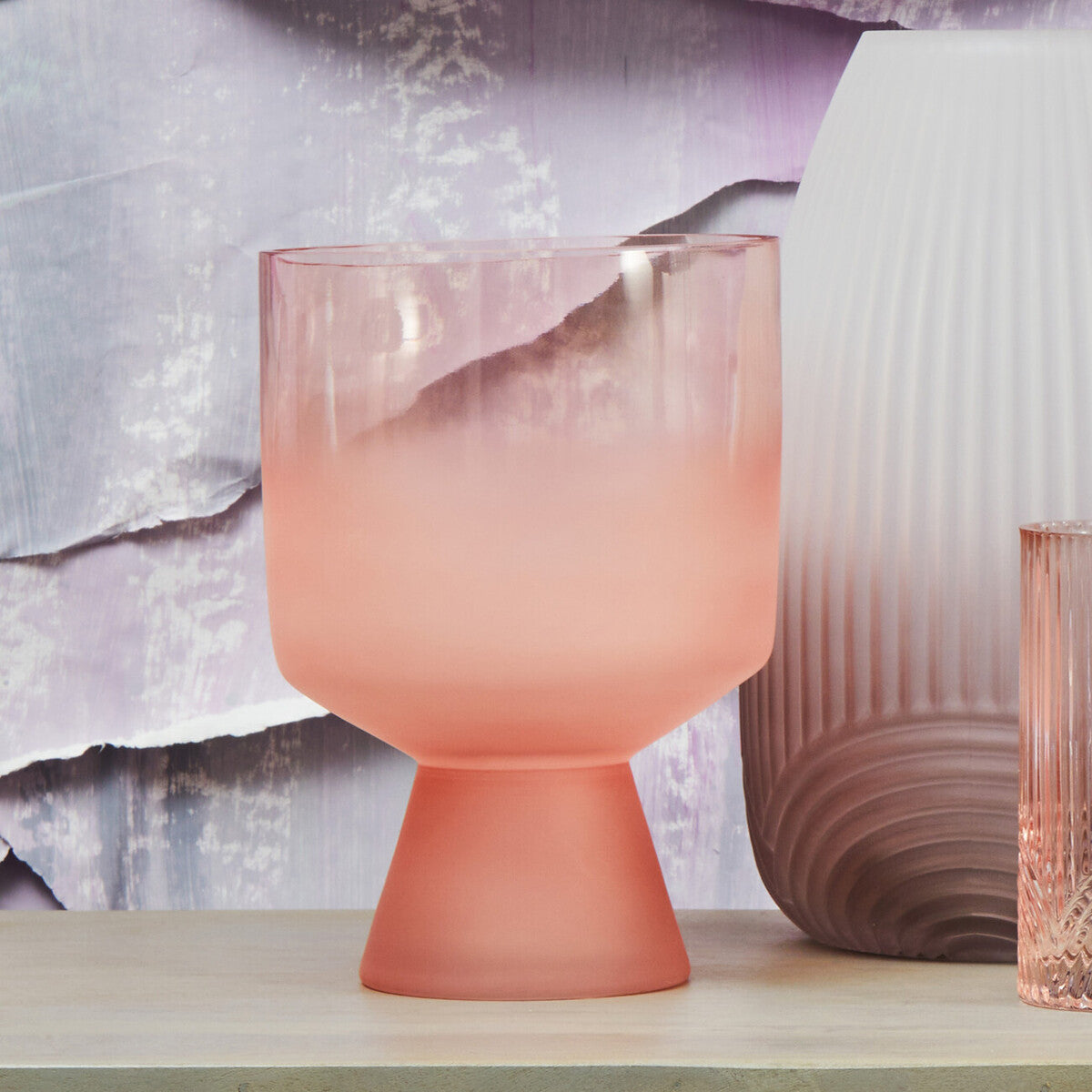 Baila Large Matte Pink Glass Vase