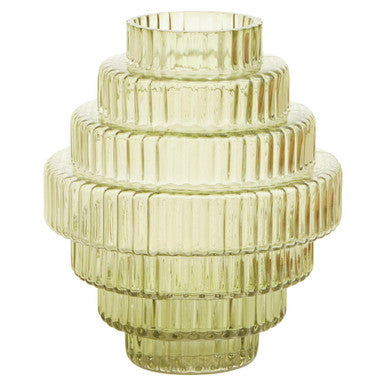 Benka Small Green Ribbed Glass Vase