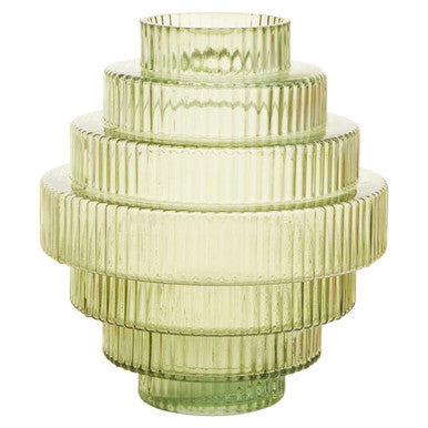 Benka Large Green Ribbed Glass Vase