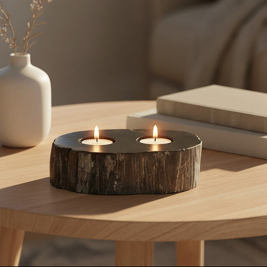Relic Petrified Wood 2 Tealight Holder