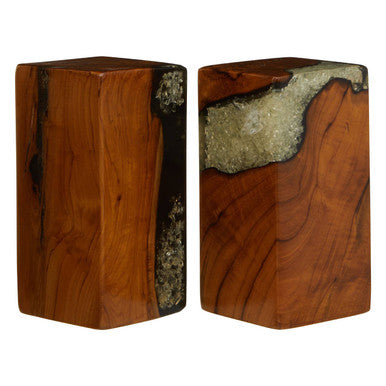 Set of 2 Teak and Resin Bookends | Sakra