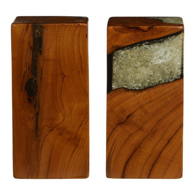 Set of 2 Teak and Resin Bookends | Sakra