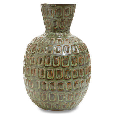 Small Green Textured Ceramic Vase | Yana