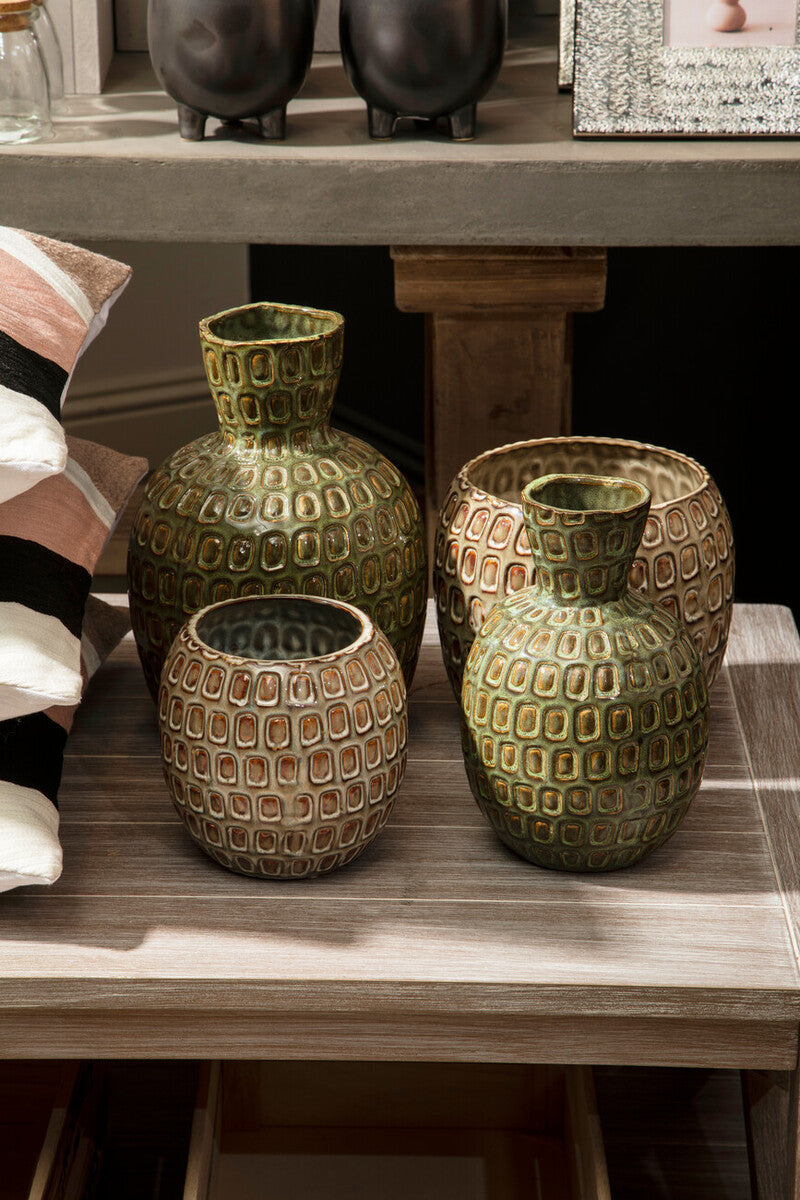 Small Green Textured Ceramic Vase | Yana