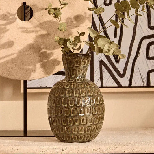 Yana Small Green Textured Ceramic Vase