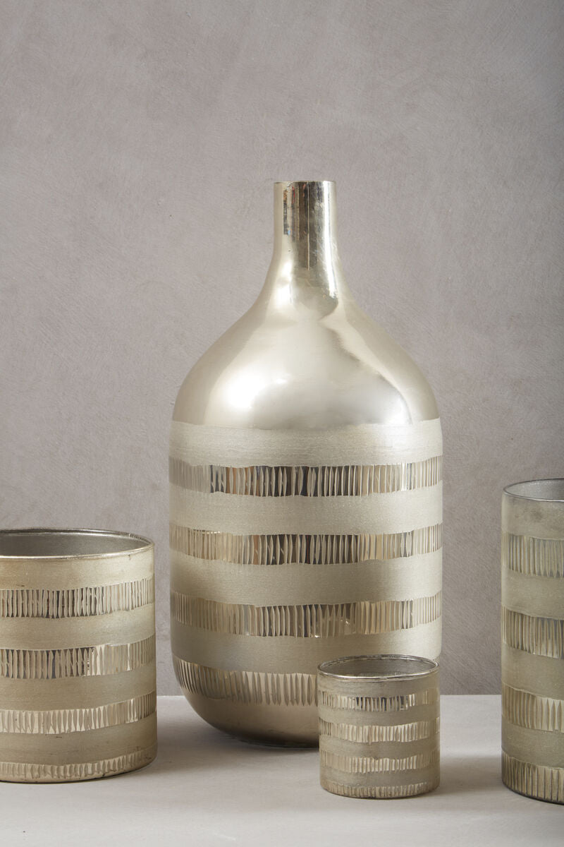 Briella Glass Vase in Silver and Copper