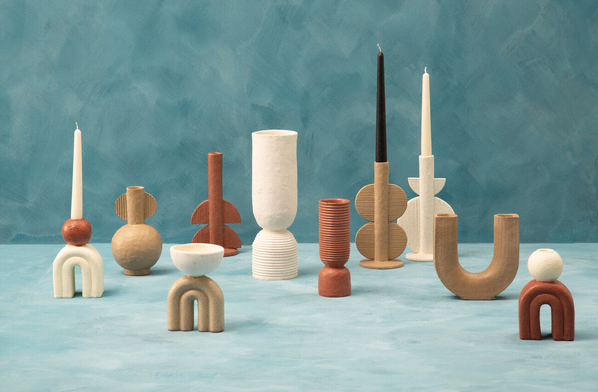 Utica Candle Holder With Cream Base