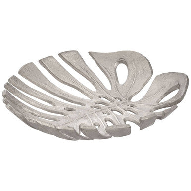 Prato Monstera Large Silver Finish Leaf Dish