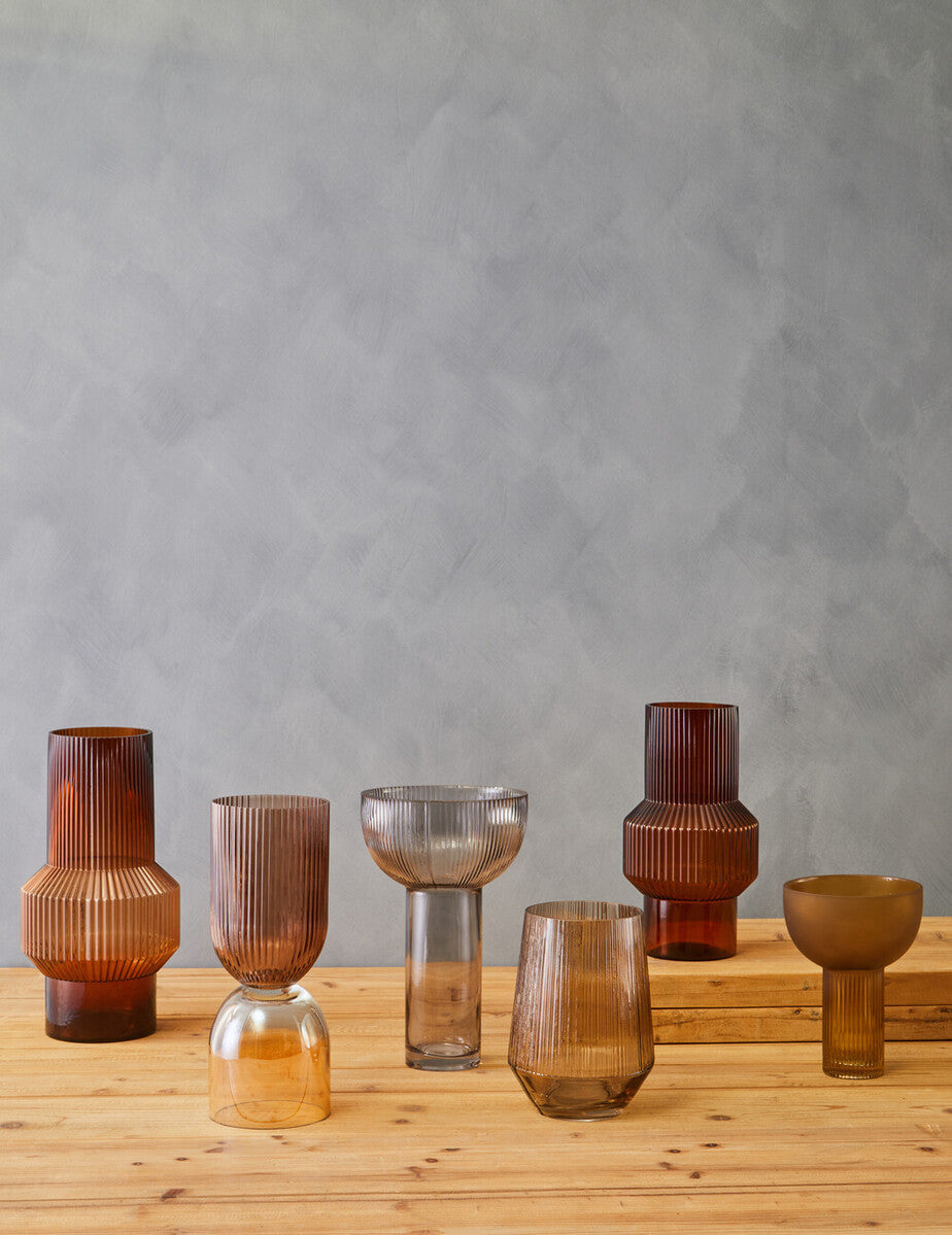 Esma Small Amber and Brown Glass Vase