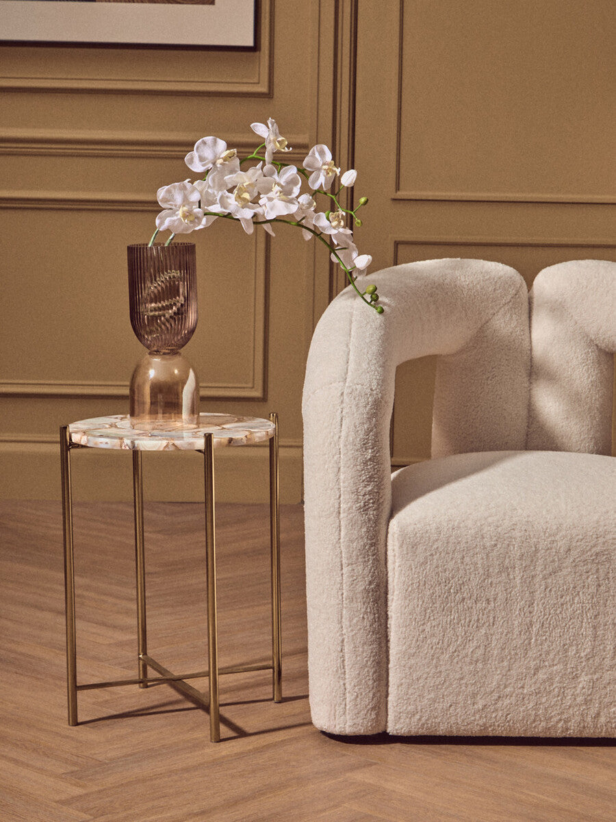 Esma Small Amber and Brown Glass Vase