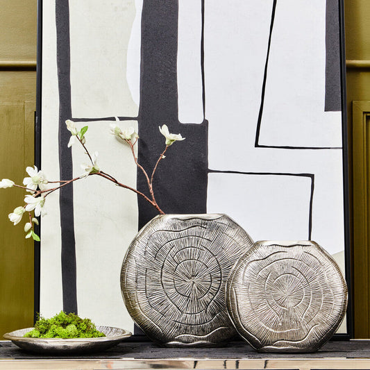 Silva Large Oak Effect Silver Finish Vase