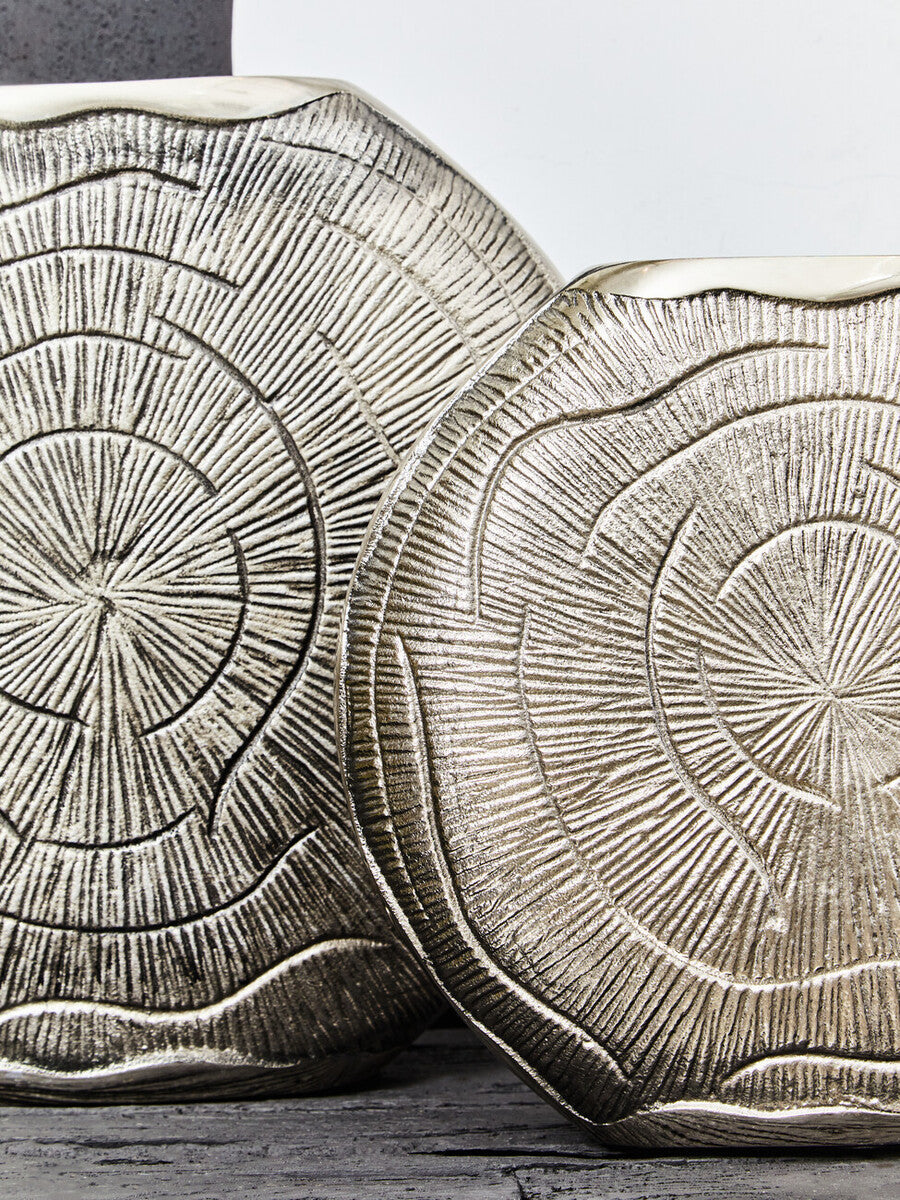 Silva Large Oak Effect Silver Finish Vase