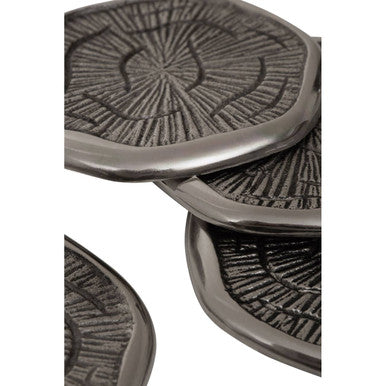 Silva Set Of Four Oak Effect Silver Top Coasters