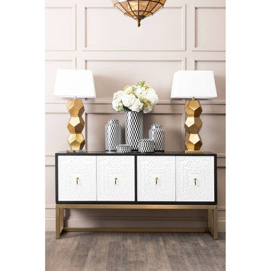 Marlo Small Black And White Geometric Print Ceramic Jar