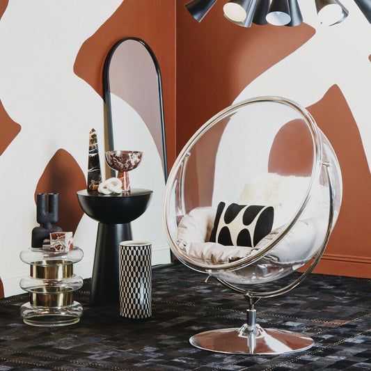 Marlo Black and White Geometric Print Ceramic Umbrella Stand