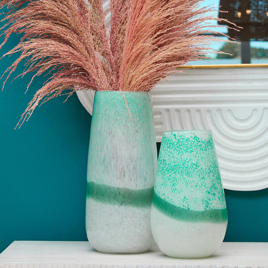 Celia Large Turquoise and White Ombre Vase