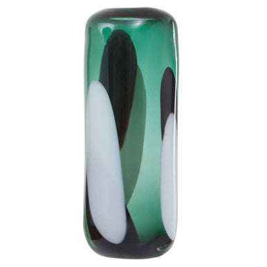 Hania Large Green Glass Vase with Abstract Pattern