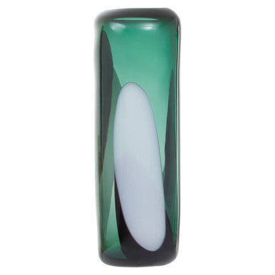 Hania Large Green Glass Vase with Abstract Pattern