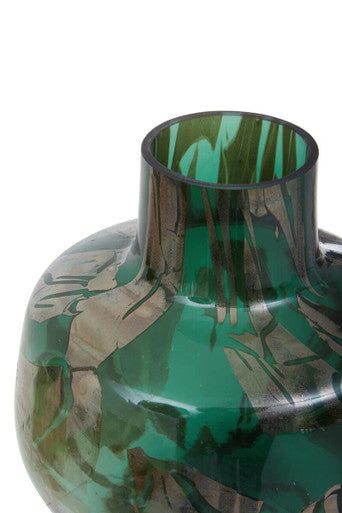 Herbie Green and Gold Small Glass Vase