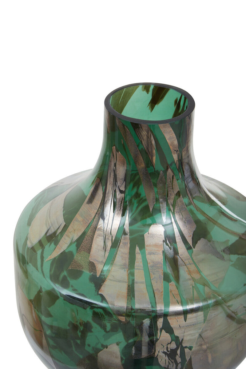 Herbie Green and Gold Large Glass Vase