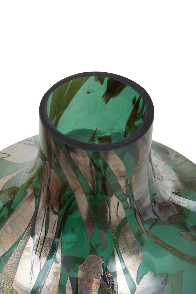 Herbie Green and Gold Large Glass Vase