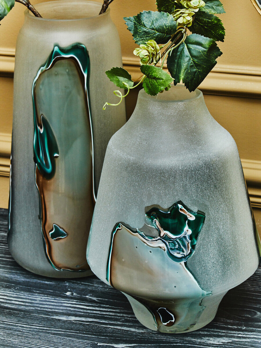 Hakan Glass Vase with Marbled Design