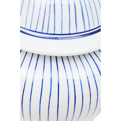 Damson Large White And Blue Ceramic Jar