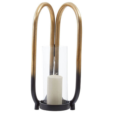 Deomali Large Ombre Black and Gold Finish Candle Holder
