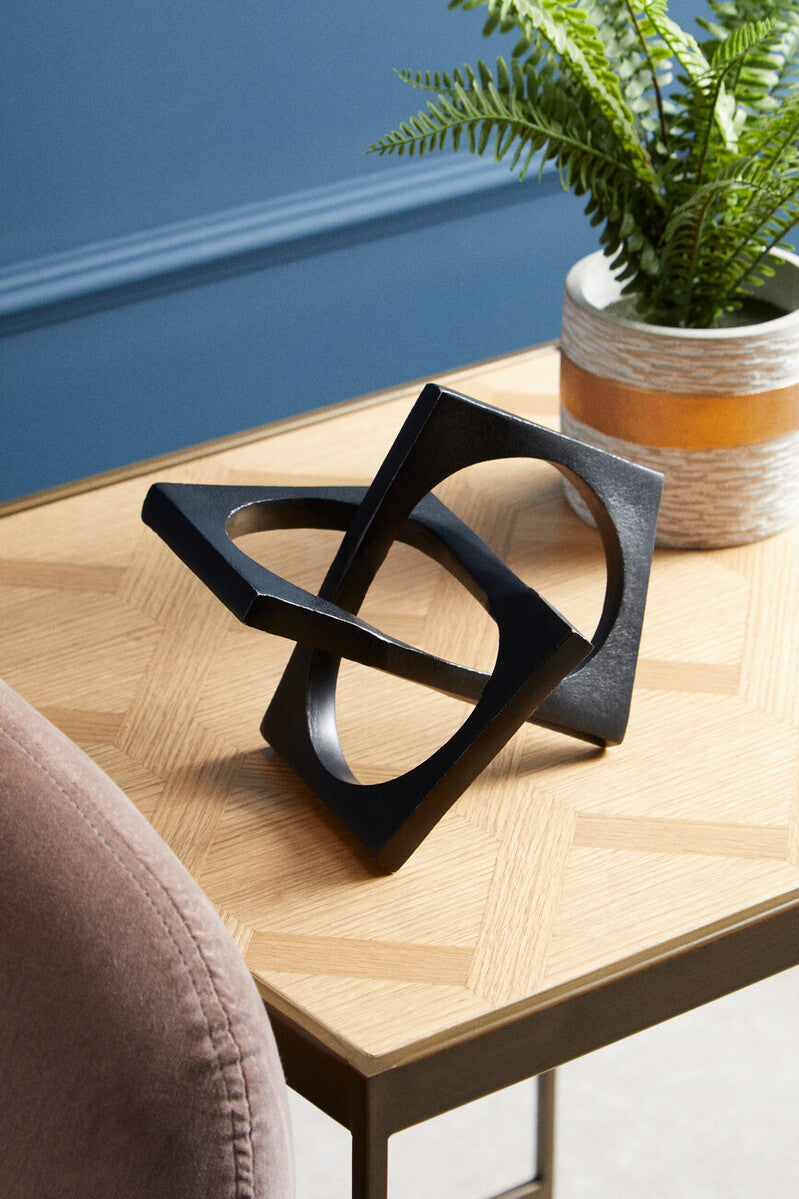Prato Black Finish Square Knot Sculpture