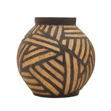 Darnell Round Natural And Black Planter