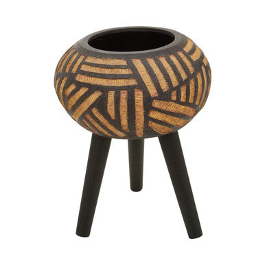 Darnell Natural And Black Tapered Planter