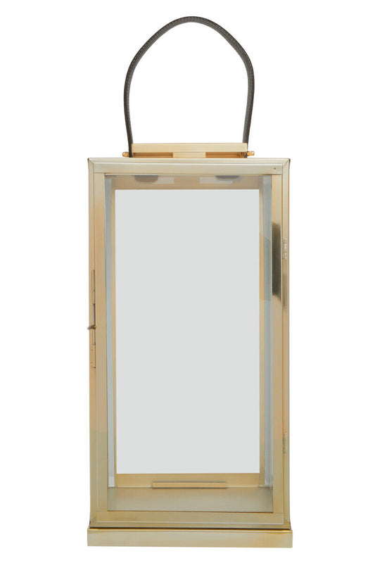 Herber Large Gold Steel With Hair On Leather Handle Lantern