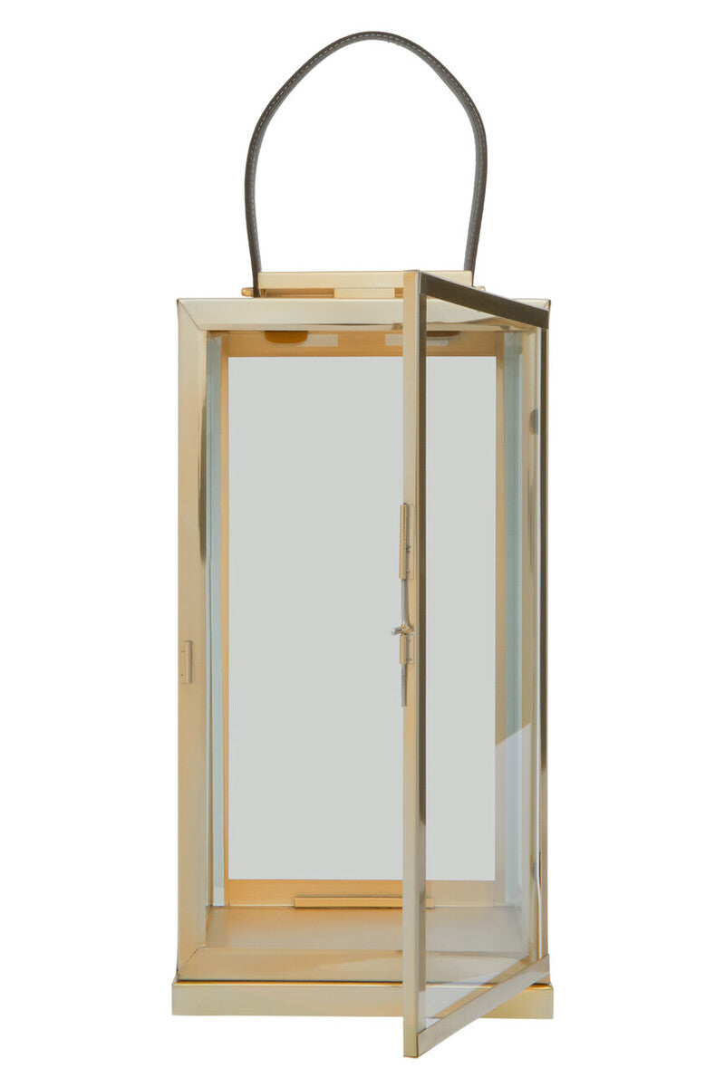 Herber Large Gold Steel With Hair On Leather Handle Lantern