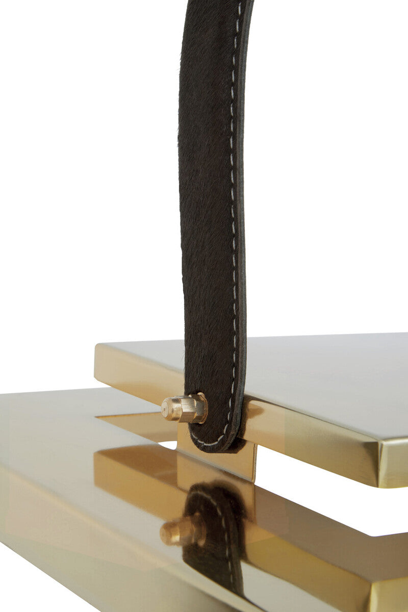 Herber Large Gold Steel With Hair On Leather Handle Lantern