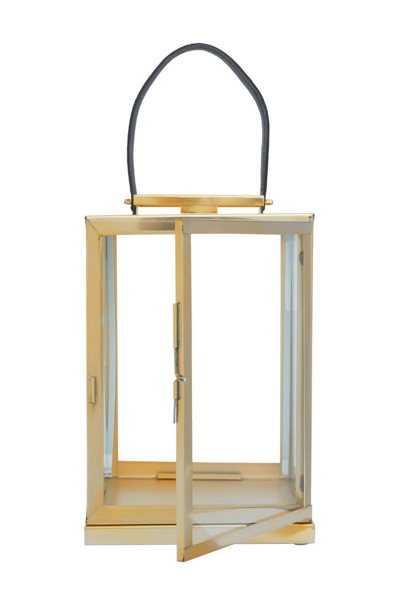 Small Gold Steel with Hair on Leather Handle Lantern | Herber