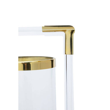 Double Candle Holder in Gold Finish and Acrylic | Lucita