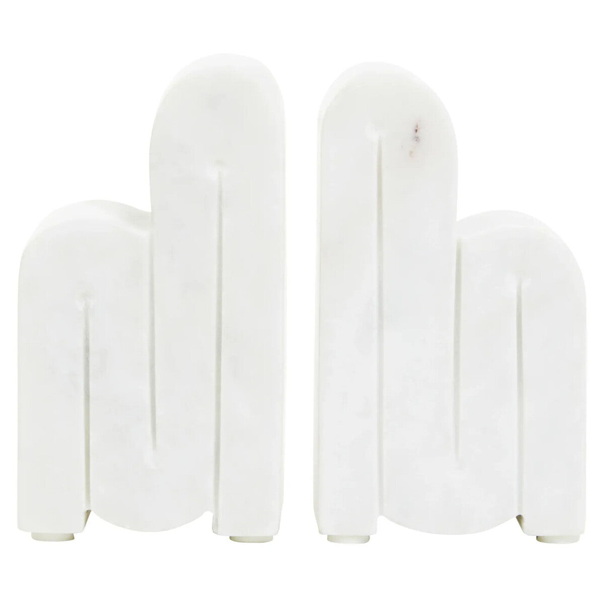 Nason Set of Two White Marble Bookends