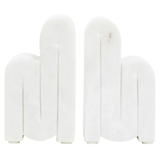 Nason Set of Two White Marble Bookends