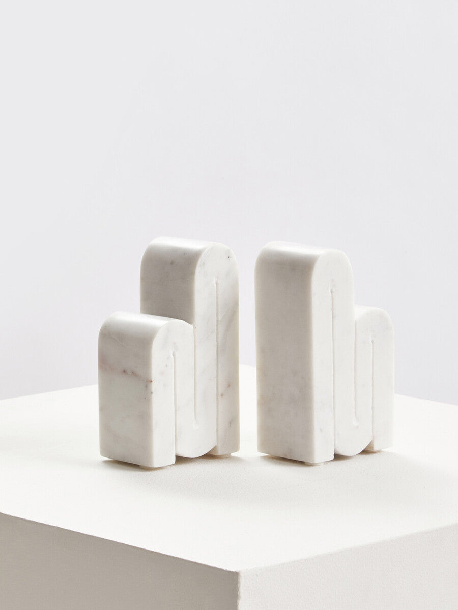 Nason Set of Two White Marble Bookends