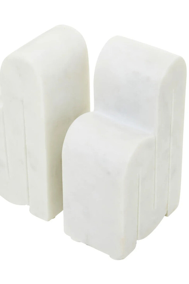 Nason Set of Two White Marble Bookends