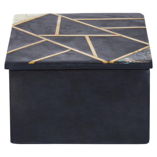 Oriana Small Black Slate with Mother of Pearl Inlay Trinket Box